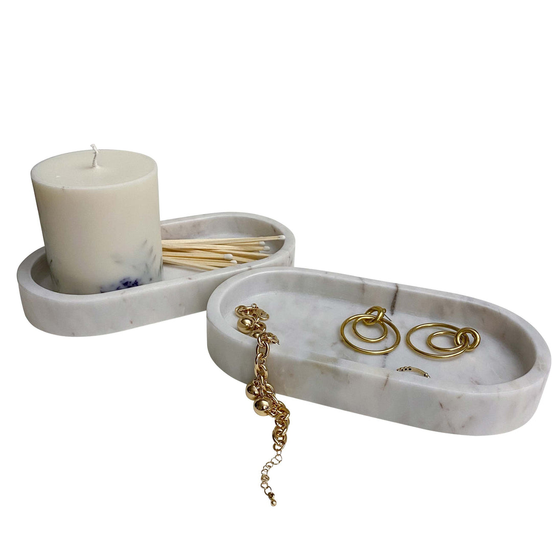 Marble tray - OVAL - white | adorist.