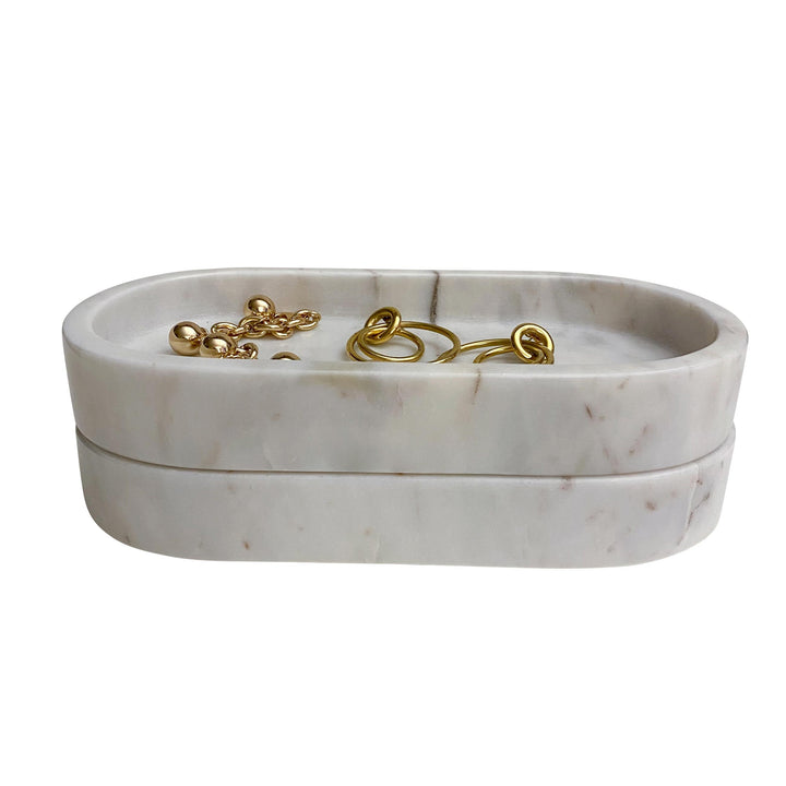 Marble tray - OVAL - white | adorist.