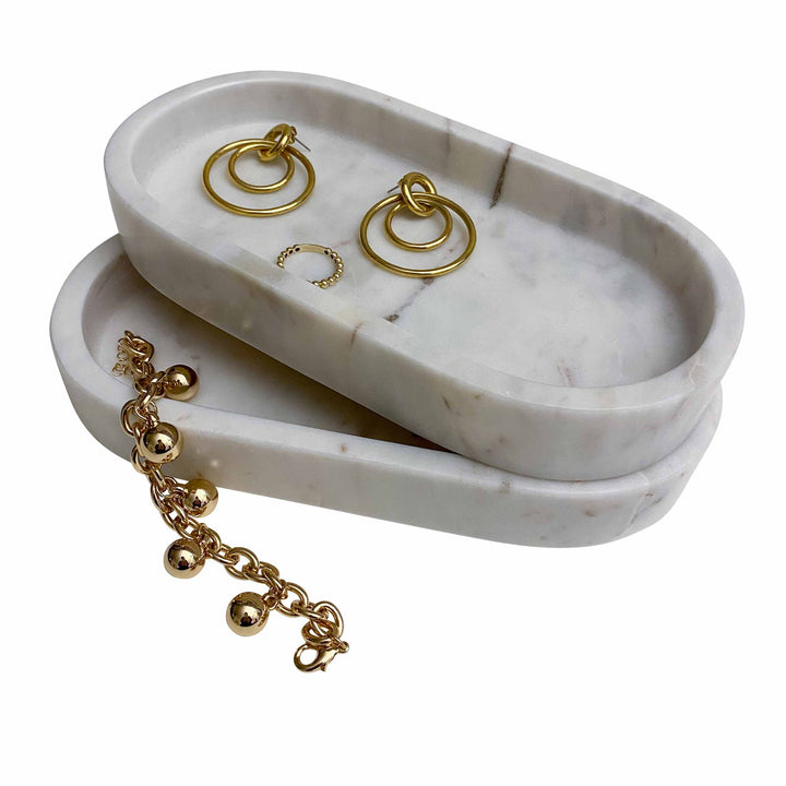 Marble tray - OVAL - white | adorist.