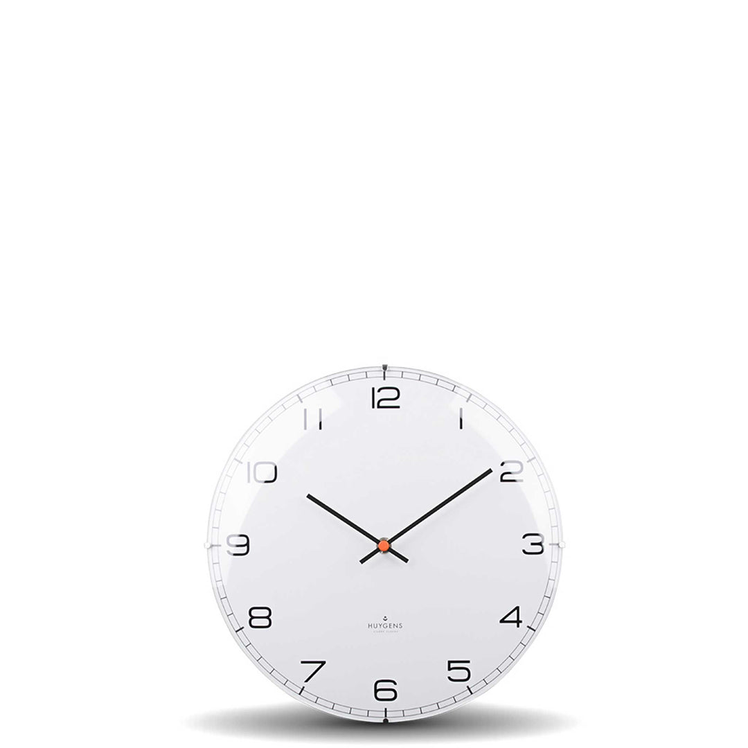 ONE ARABIC DOME - Silent WALL CLOCK - Stainless steel with white dial &amp; indices | Huygens