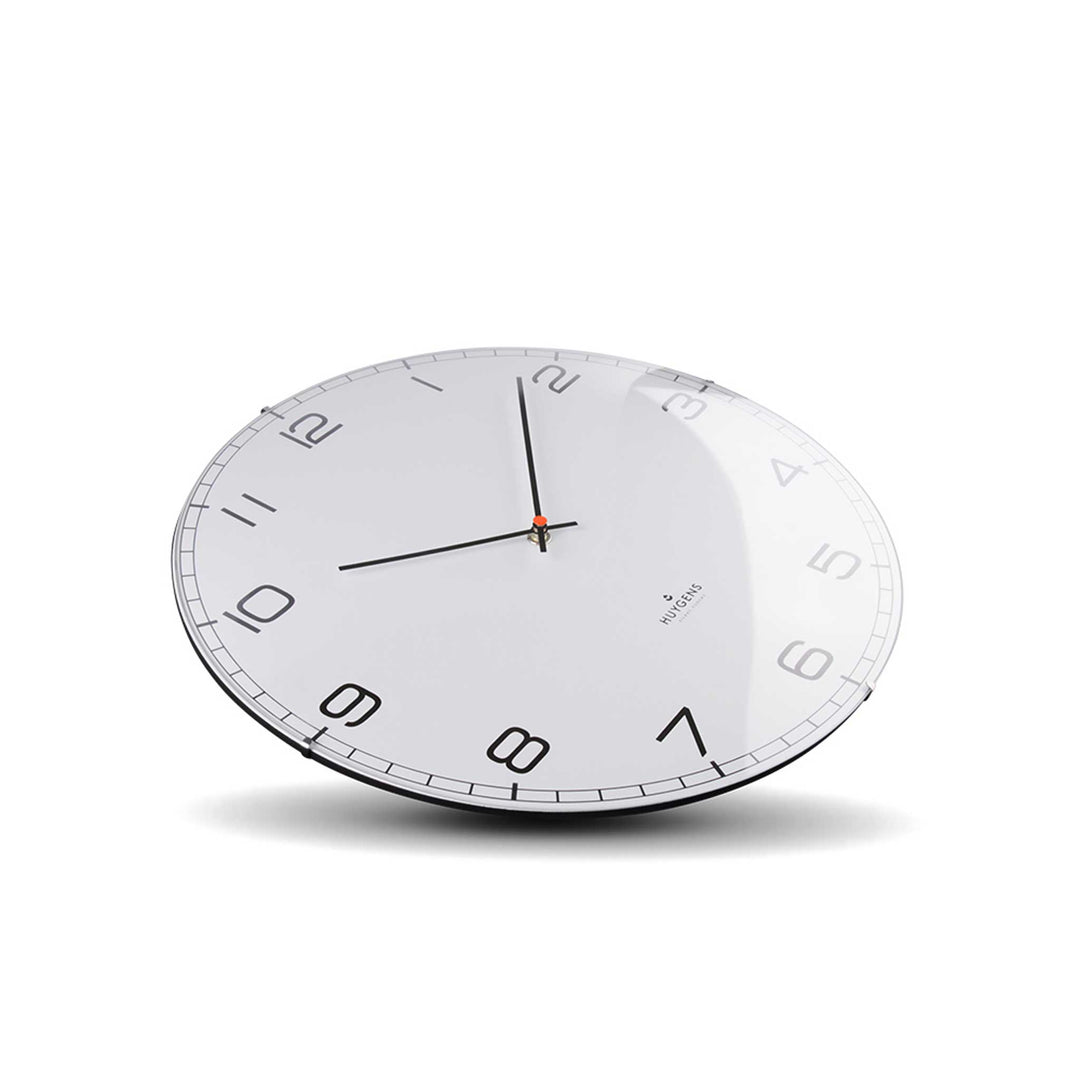 ONE ARABIC DOME - Silent WALL CLOCK - Stainless steel with white dial &amp; indices | Huygens