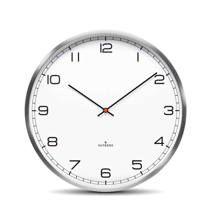 ONE ARABIC - Silent WALL CLOCK - Stainless steel with white dial &amp; Arabic numerals | Huygens