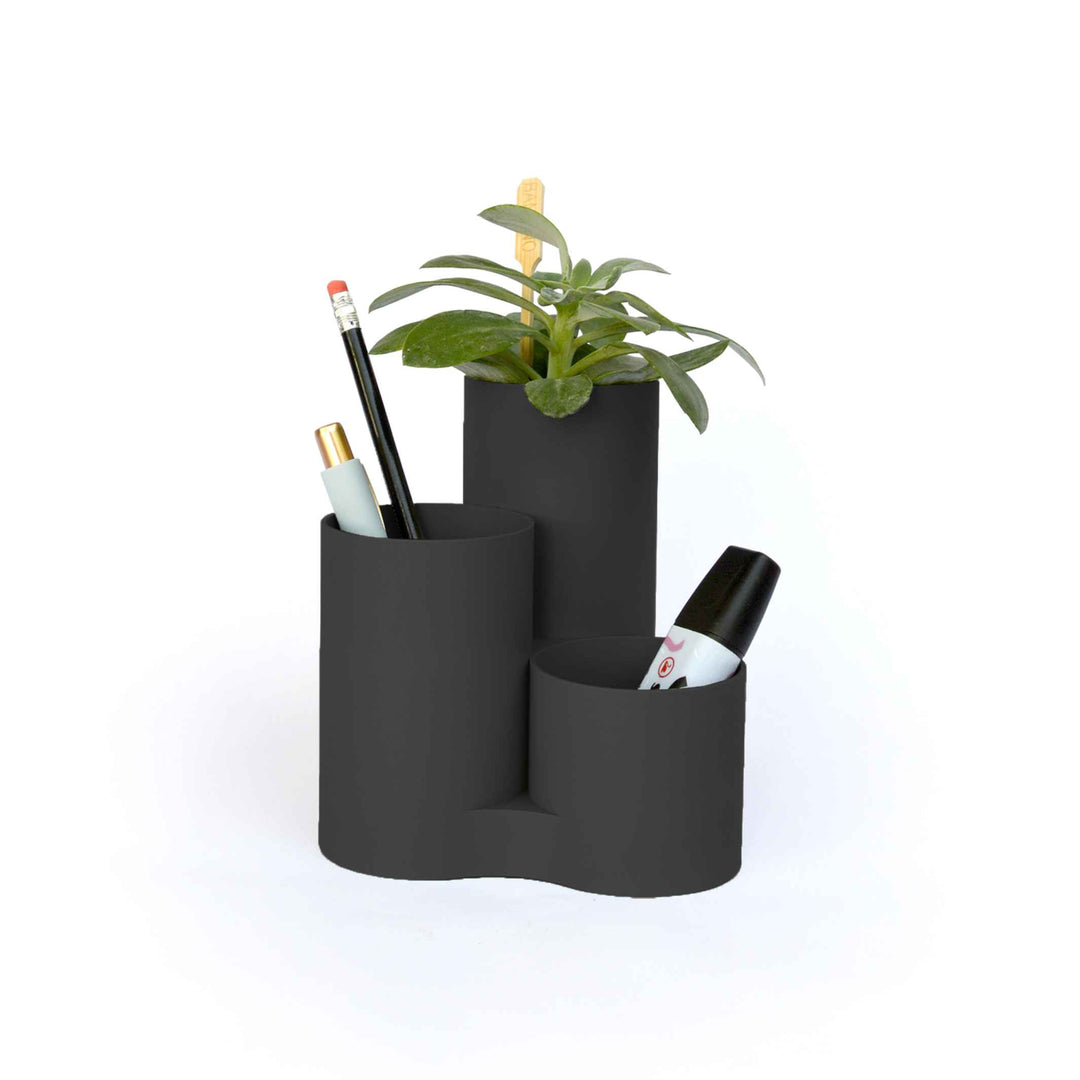 Organizer and plant holder - OFFICE PLANTY - black | Vaseboard