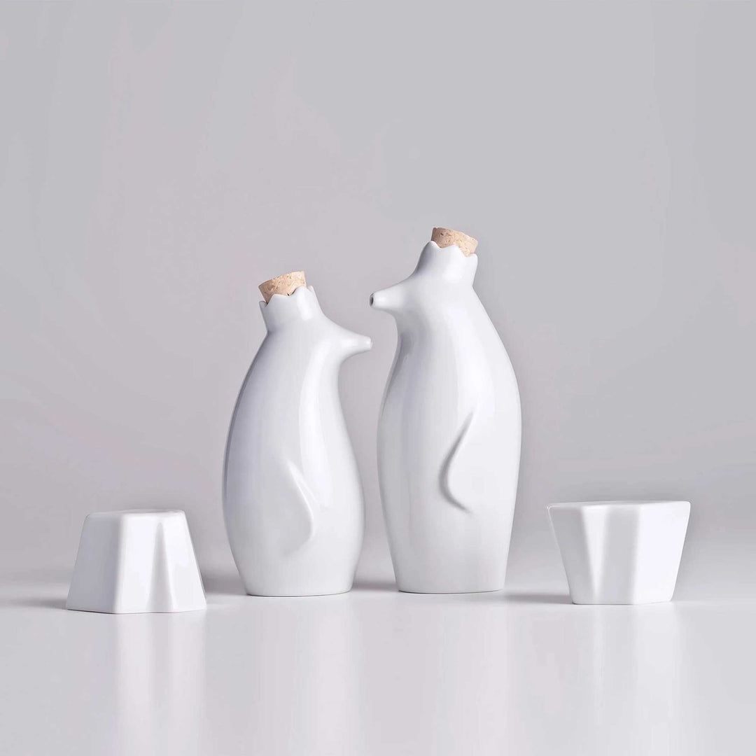 PENGUIN KING | Porcelain OIL & VINEGAR DISPENSER Set | Holaria