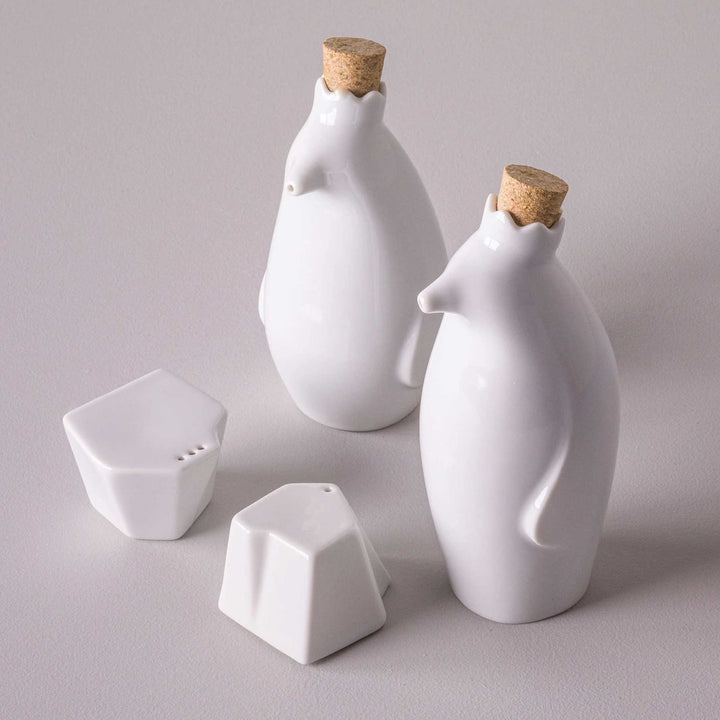 PENGUIN KING | Porcelain OIL & VINEGAR DISPENSER Set | Holaria