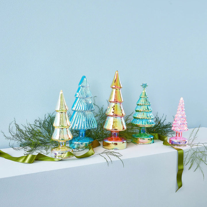 Small Colorful LED GLASS LIGHTED TREES - Glas-Tannenbäume mit LED Beleuchtung - 5er Set |  MoMA