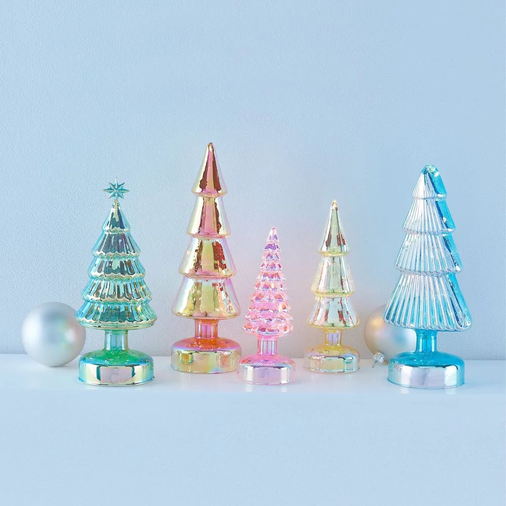 Small Colorful LED GLASS LIGHTED TREES - Glas-Tannenbäume mit LED Beleuchtung - 5er Set |  MoMA