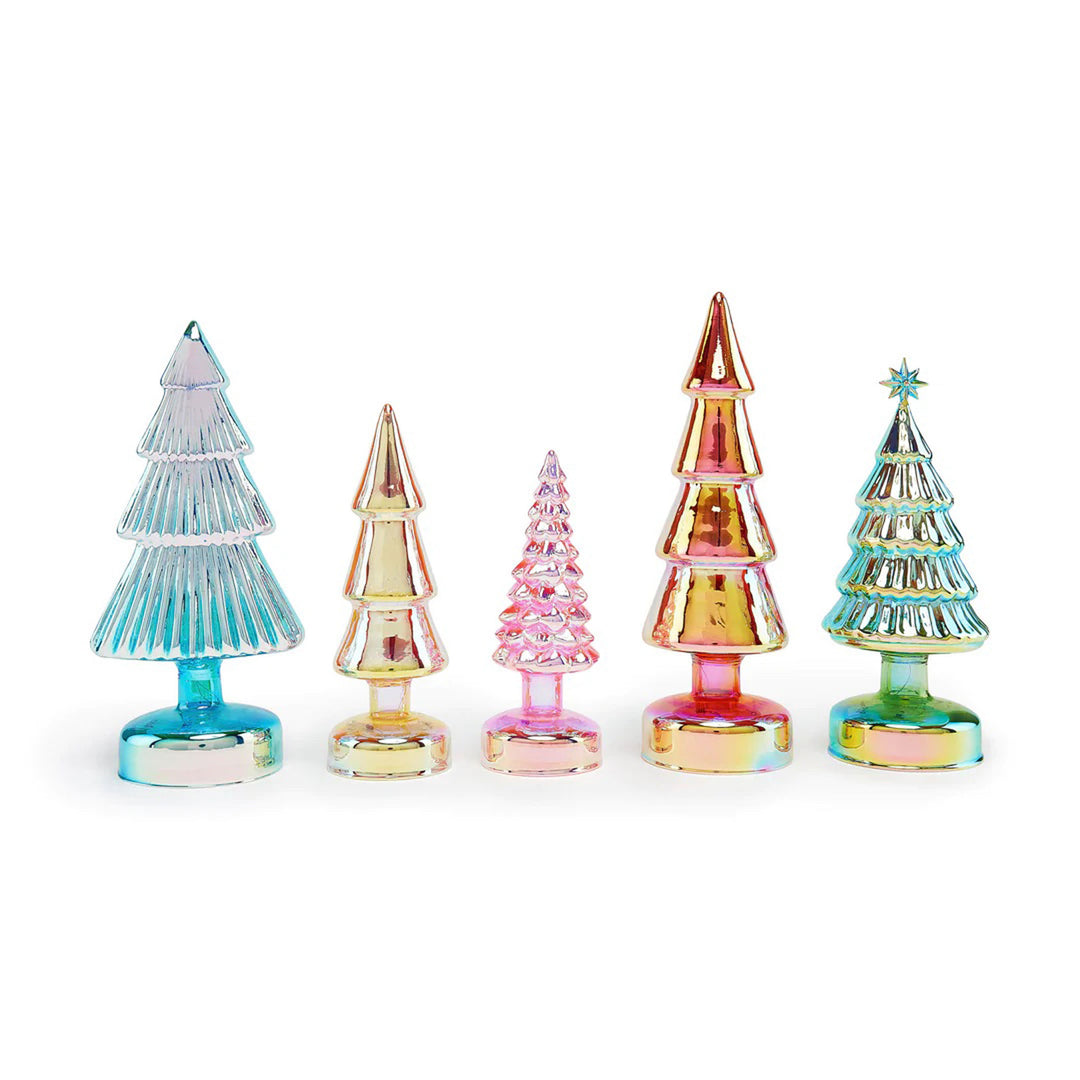 Small Colorful LED GLASS LIGHTED TREES - Glas-Tannenbäume mit LED Beleuchtung - 5er Set |  MoMA