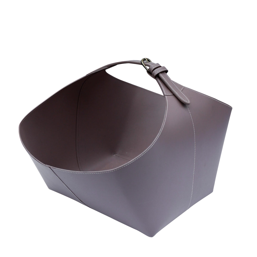 Firewood basket - BRASA - recycled leather | adorist.